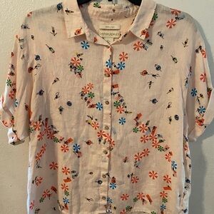 Cynthia Rowley Linen Shirt with Beach Umbrellas